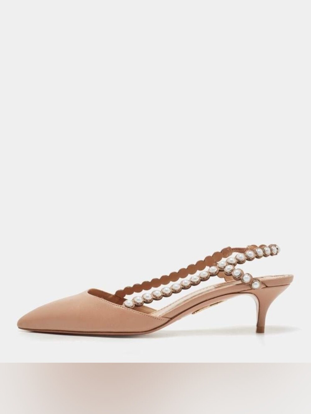 AQUAZZURA Pearl 45 Embellished Leather Slingback Pumps 38